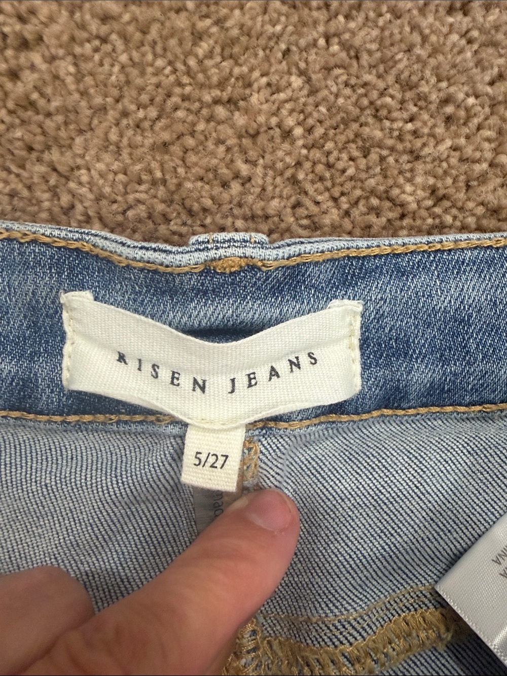 High-Rise Wide Leg Cuffed Jeans in Light Blue Denim - Picture 3 of 5